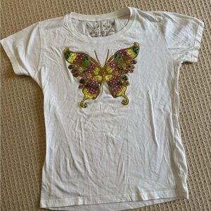 Women’s 2B Real White Butterfly T-Shirt Sise L